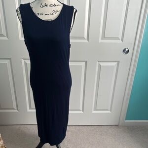 Velvet Torch Blue Sheath Maxi Dress Sleeveless Scoop Neck